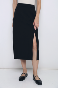 Desk To Dinner Slit Skirt Black (Restock)