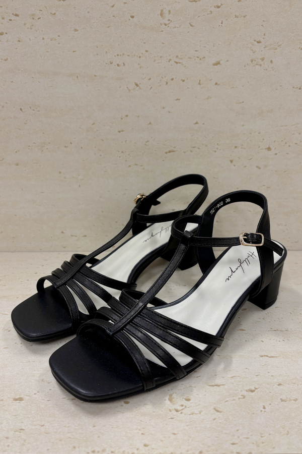 Demi Strappy Low Heels Black