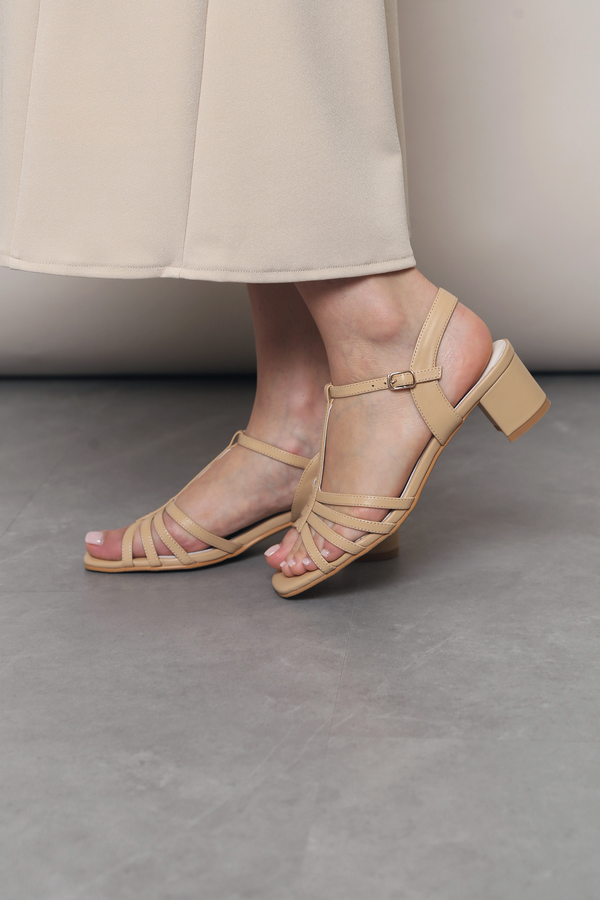 Demi Strappy Low Heels Tan
