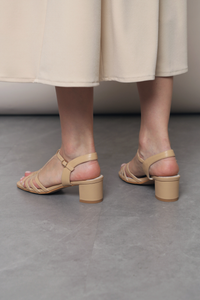 Demi Strappy Low Heels Tan
