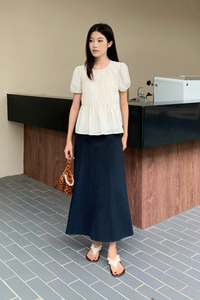 Dotty Days Flare Blouse Ivory