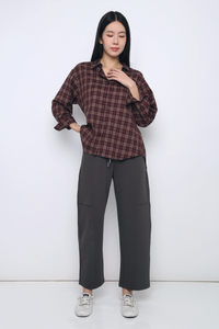 Drift Club Gingham Shirt Maroon