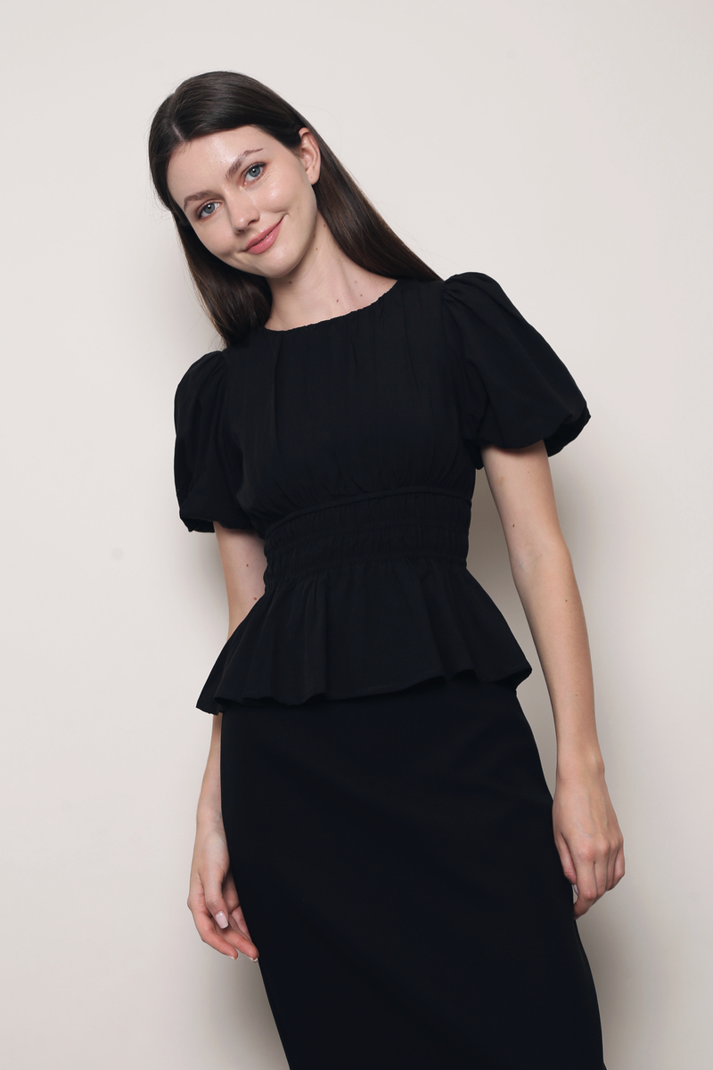 Eastside Poof Sleeves Top Black