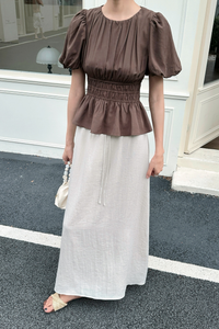 Eastside Poof Sleeves Top Brown