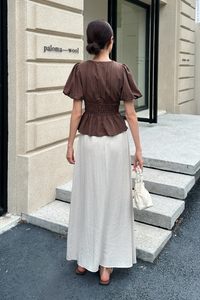 Eastside Poof Sleeves Top Brown