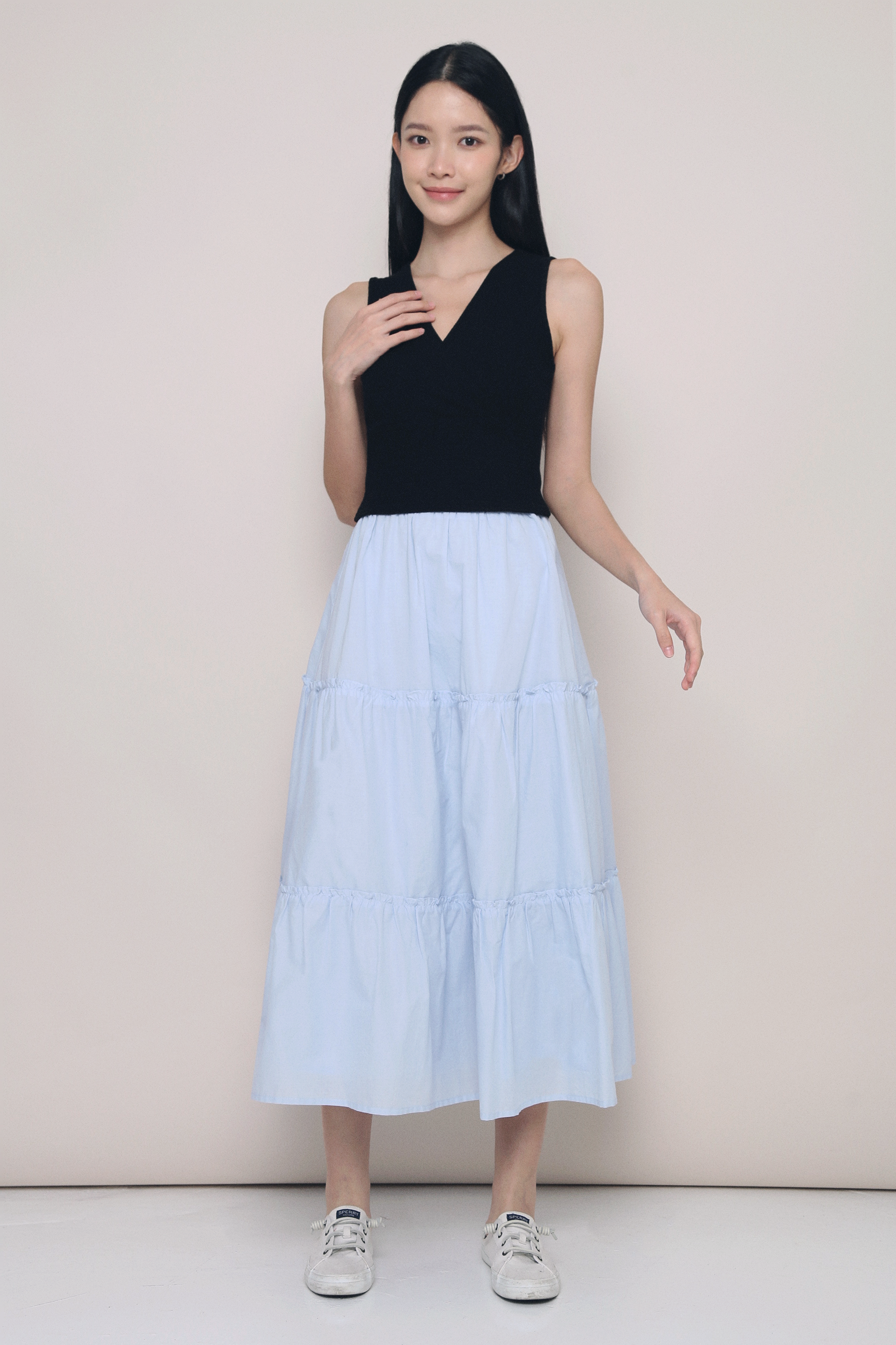 Eloise Tiered Maxi Skirt Powder Blue