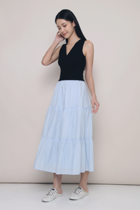 Eloise Tiered Maxi Skirt Powder Blue