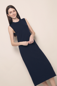 Emme Sleeveless Knit Midi Dress Navy