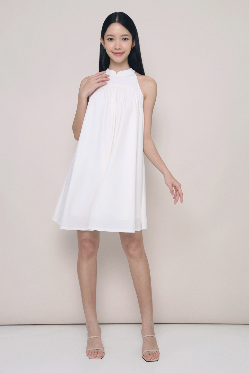 Emmeline Oriental Collar Dress Ivory