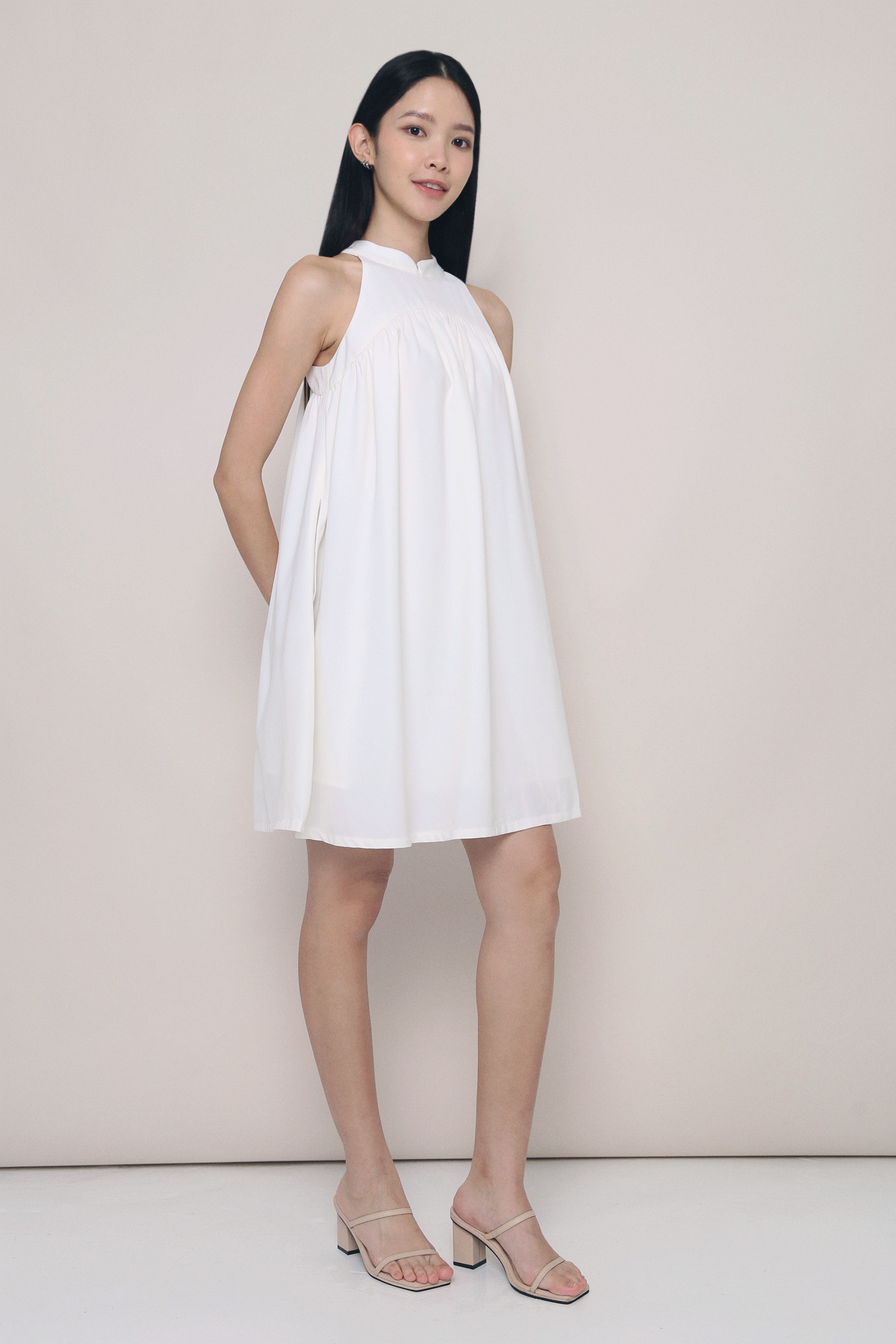 Emmeline Oriental Collar Dress Ivory