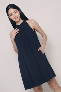 Emmeline Oriental Collar Dress Navy