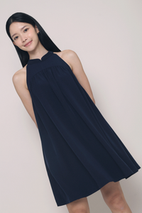 Emmeline Oriental Collar Dress Navy