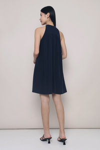 Emmeline Oriental Collar Dress Navy