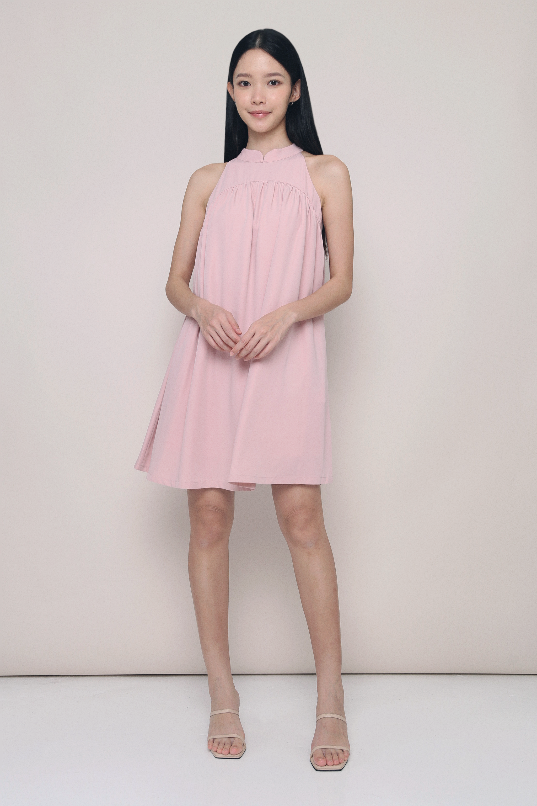 Emmeline Oriental Collar Dress Blush Pink