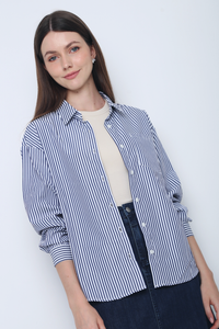 Emmy Stripe Pocket Shirt Navy