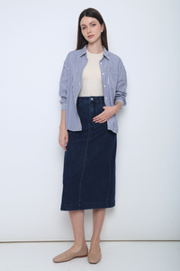 Emmy Stripe Pocket Shirt Navy