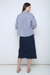 Emmy Stripe Pocket Shirt Navy