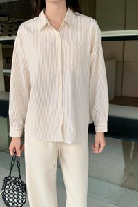Emmy Stripe Pocket Shirt Vanilla Yellow