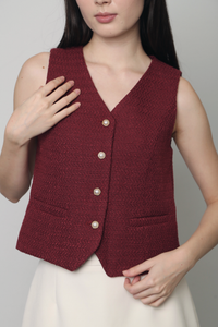 Enchanted Tweed Vest Top Wine