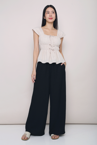 Erin Ribbon Fan Sleeves Blouse Cream