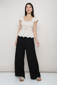 Erin Ribbon Fan Sleeves Blouse Cream