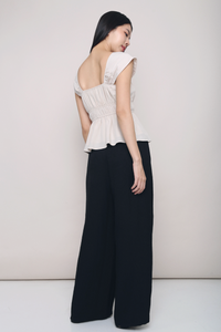 Erin Ribbon Fan Sleeves Blouse Cream