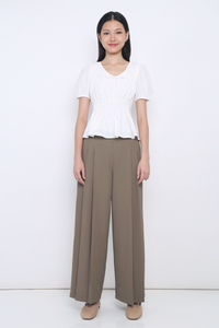 Eulalie Pleated Smart Pants Brown