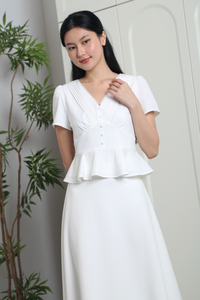 Everlyne Pleated Shift Blouse White (Restock)