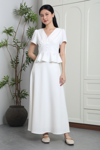 Everlyne Pleated Shift Blouse White (Restock)