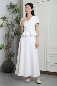 Everlyne Pleated Shift Blouse White (Restock)
