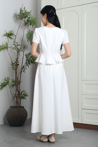 Everlyne Pleated Shift Blouse White (Restock)
