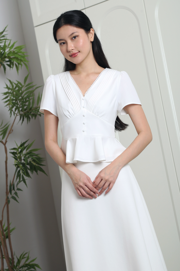 Everlyne Pleated Shift Blouse White