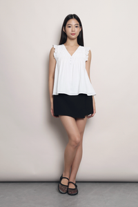 Eyelet My Way Ruffle Top White