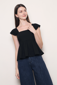 Fan Flair V2 Babydoll Top Black