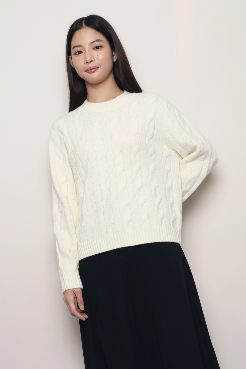 Fireside Cable Knit Pullover Cream (Backorder)