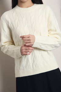 Fireside Cable Knit Pullover Cream (Backorder)