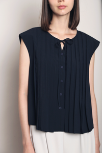 First Class Pleats Blouse Navy