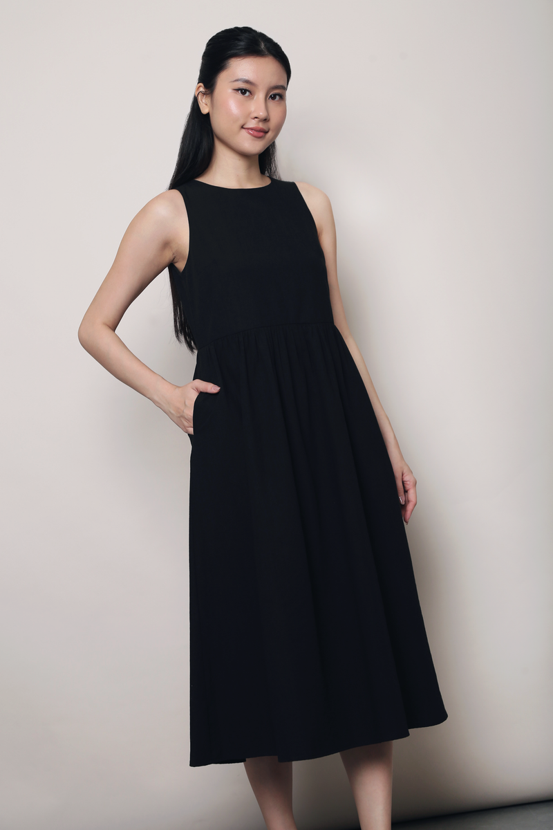 Flinders Sleeveless Midi Dress Black (Restock)