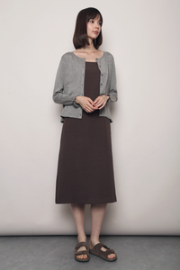 Flirty Ruffle Knit Cardigan Ash Grey