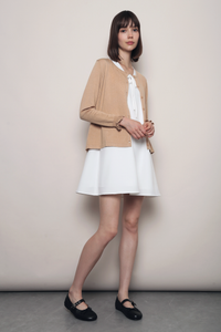 Flirty Ruffle Knit Cardigan Caramel