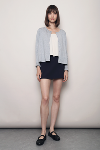 Flirty Ruffle Knit Cardigan Heather Grey