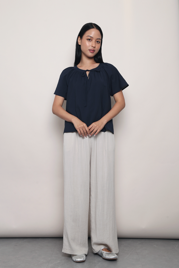 Float Away Flutter Blouse Navy