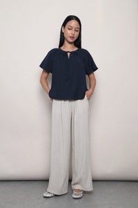 Float Away Flutter Blouse Navy