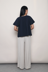 Float Away Flutter Blouse Navy
