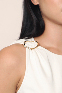 Fortune Buckle Sleeveless Top White