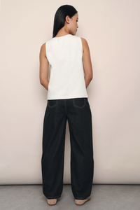 Fortune Buckle Sleeveless Top White