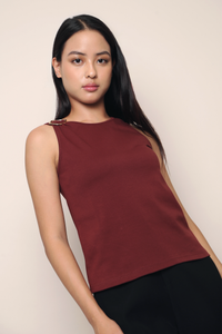 Fortune Buckle Sleeveless Top Wine