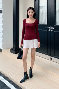 Frame Long Sleeves Top Merlot