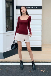 Frame Long Sleeves Top Merlot
