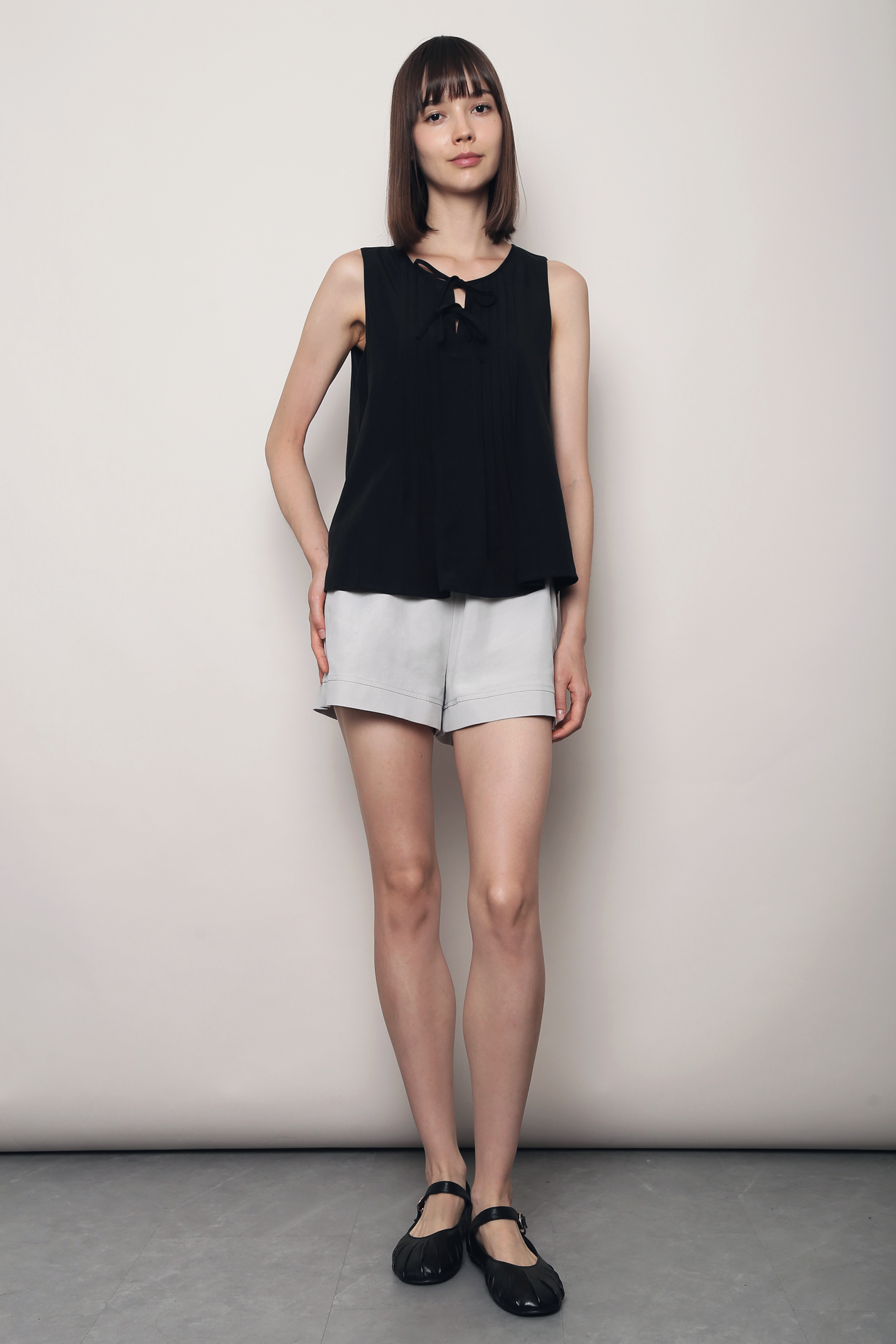 French Affair Pleat Blouse Black